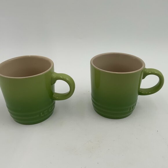 Le Creuset 3.38 oz Cappuccino / Espresso Coffee Mugs - Pair of Ombre Green NWOT - Picture 7 of 10